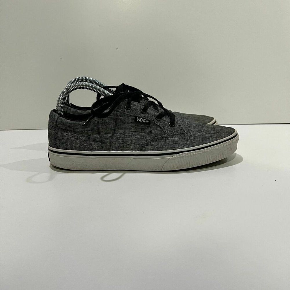 Vans Boys Off The Wall Gray Canvas Low Top Lace Up Skateboard Sneaker Size 7